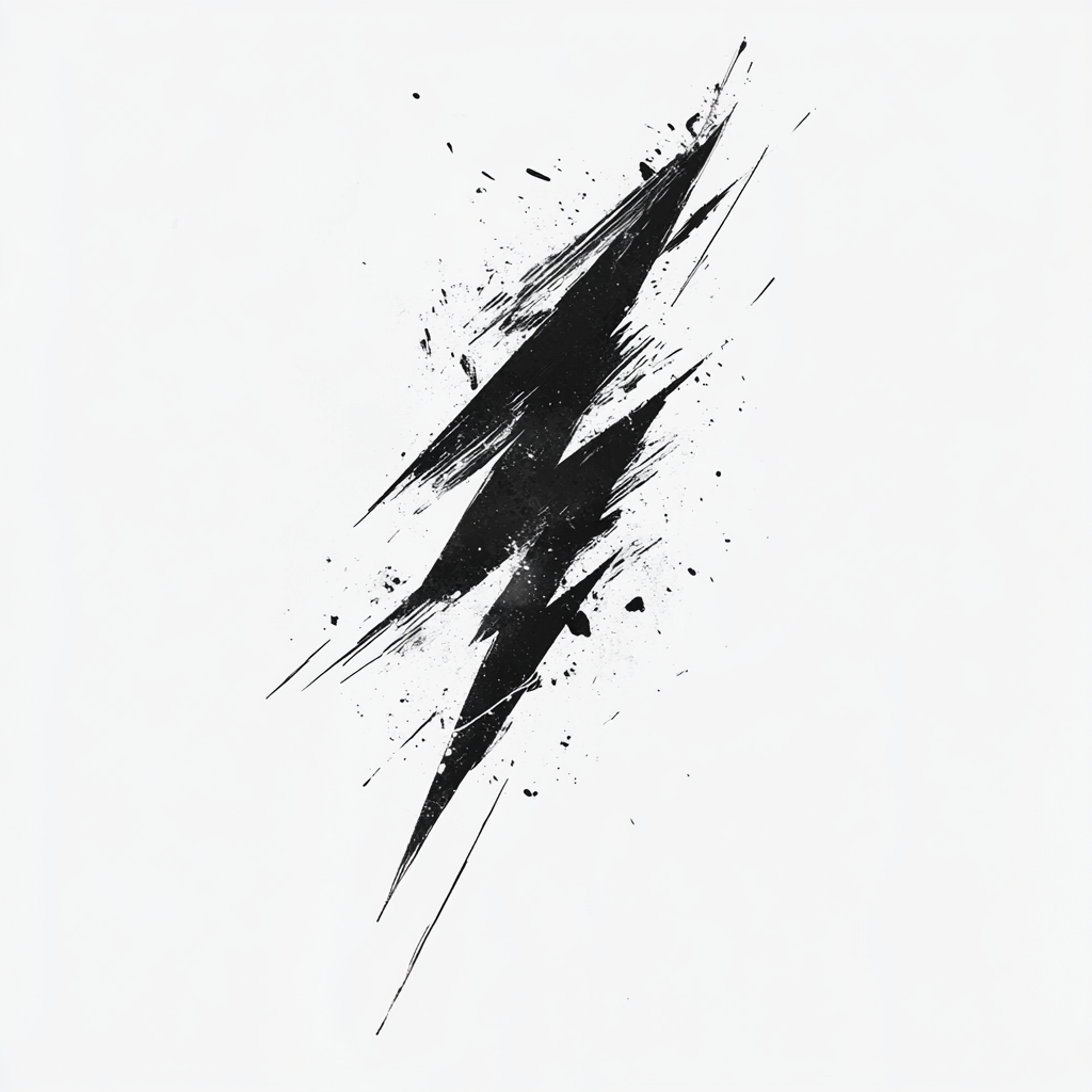 Dynamic lightning bolt in bold ink