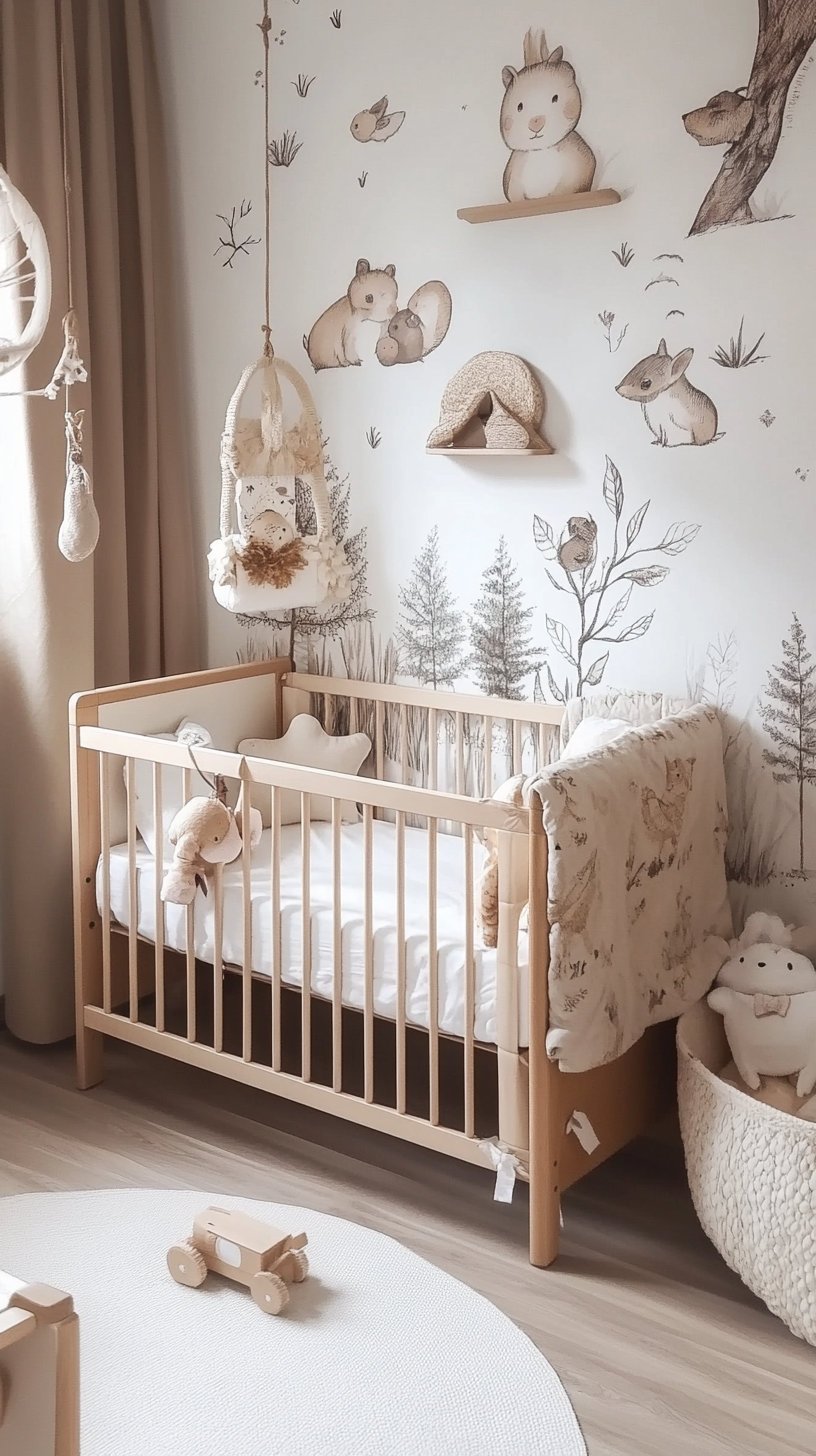 Décoration de chambre de bébé avec thème de forêt