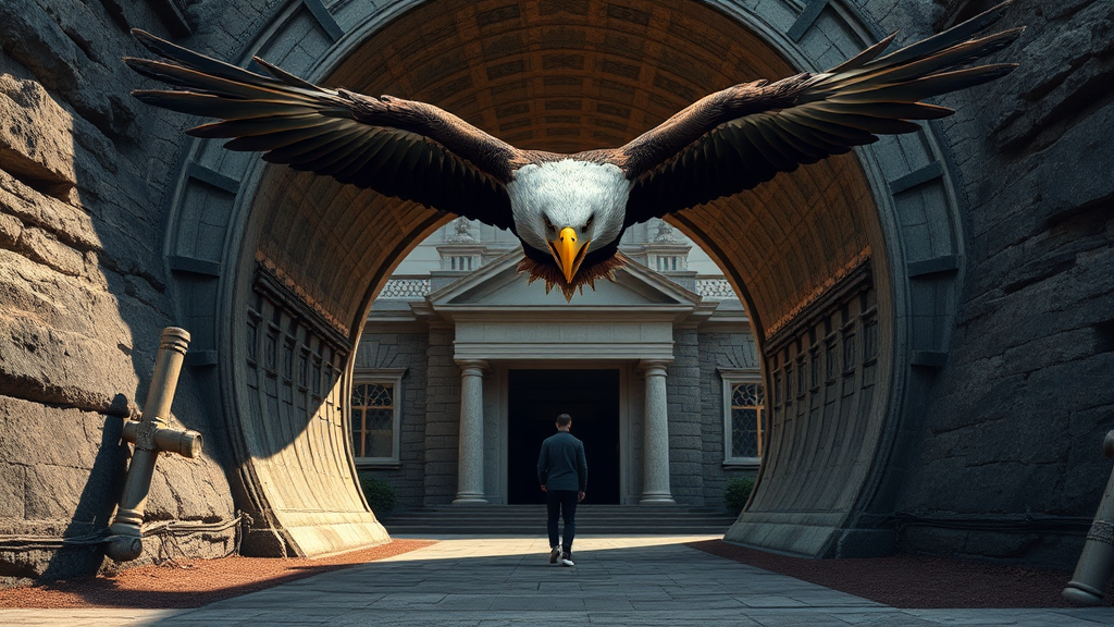 Eagle Tunnel Entrance Scene with Person Illustration