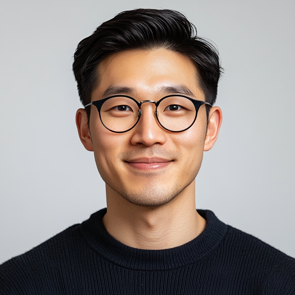 East Asian man in late 20s with stylish smile.