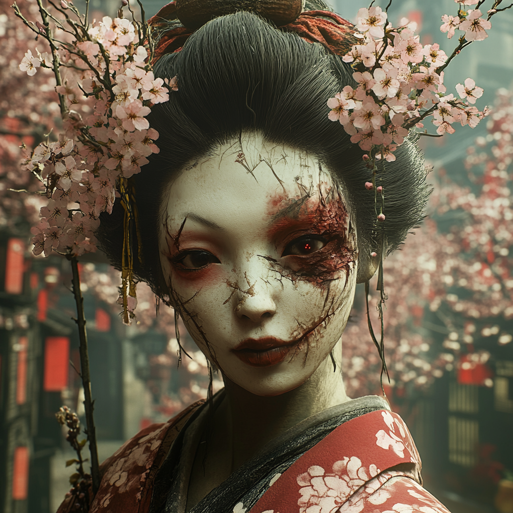 Edo Period Cherry Blossom Fairy Yokai Portrait