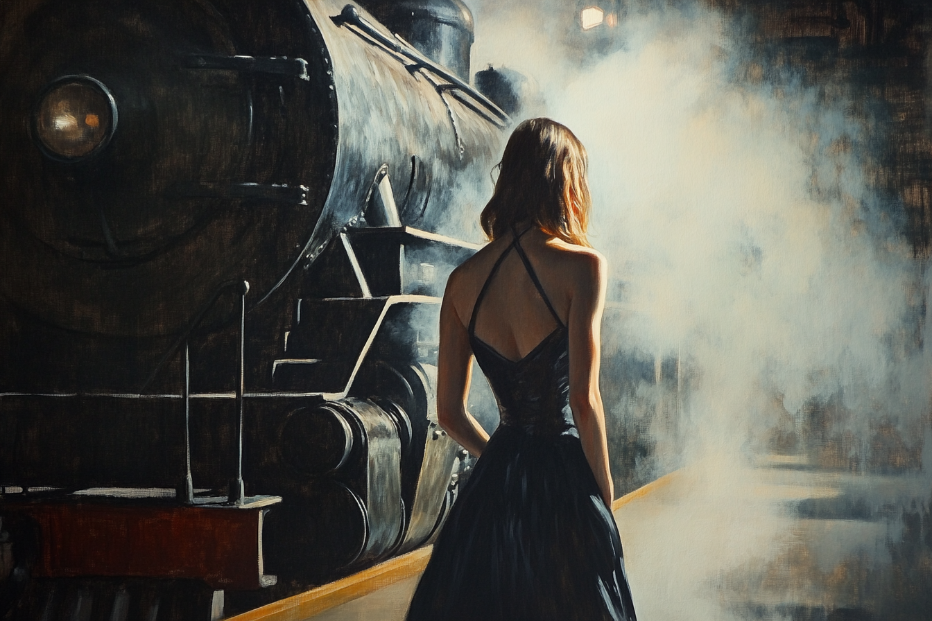 Edward Hopper hyperrealist painting glamour woman train station