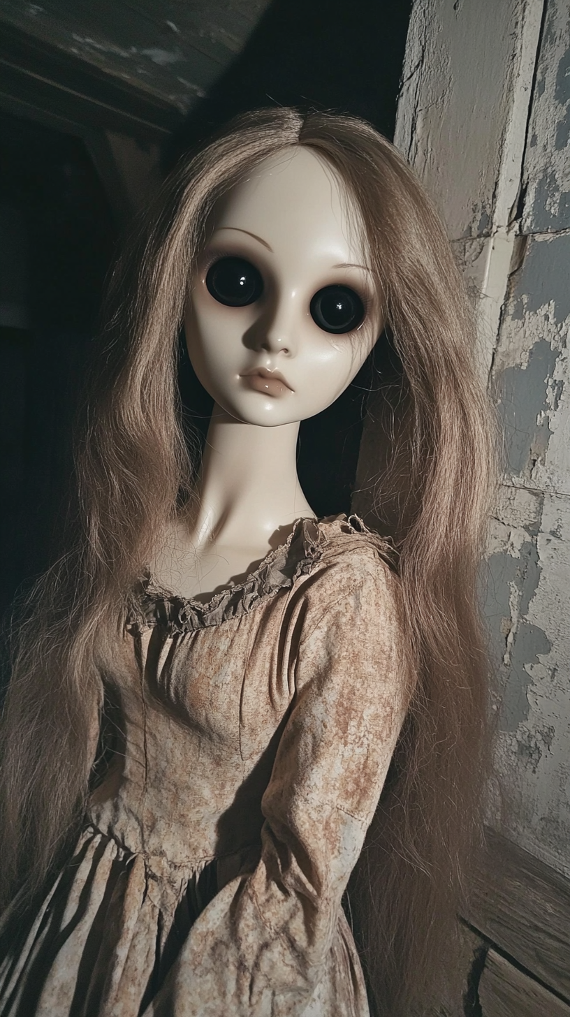 Eerie Russian Barbie Mannequin in Dark Atmosphere