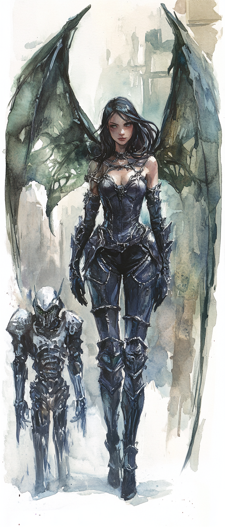 Eerie fey in leather armor with translucent wings.