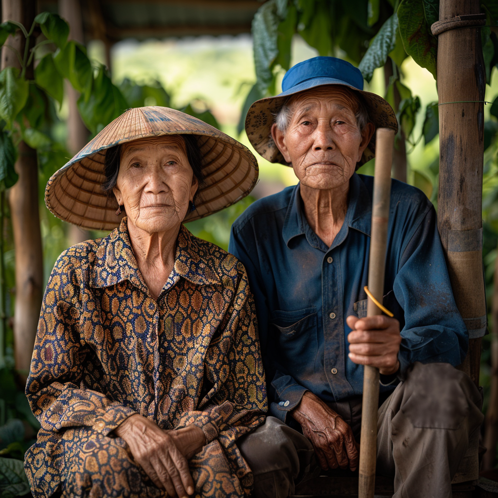 Elderly Cambodian Couple in Pepper Plantation