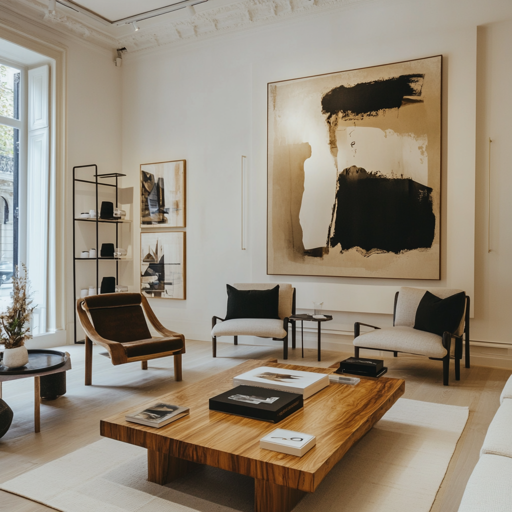 Elegant European boutique with chic wooden furniture