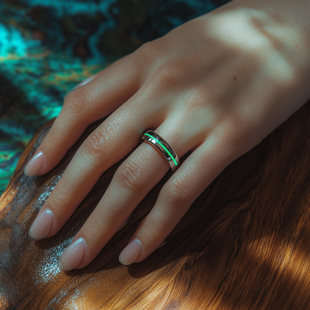 Elegant Health-Tracking Ring on Graceful Female Hand