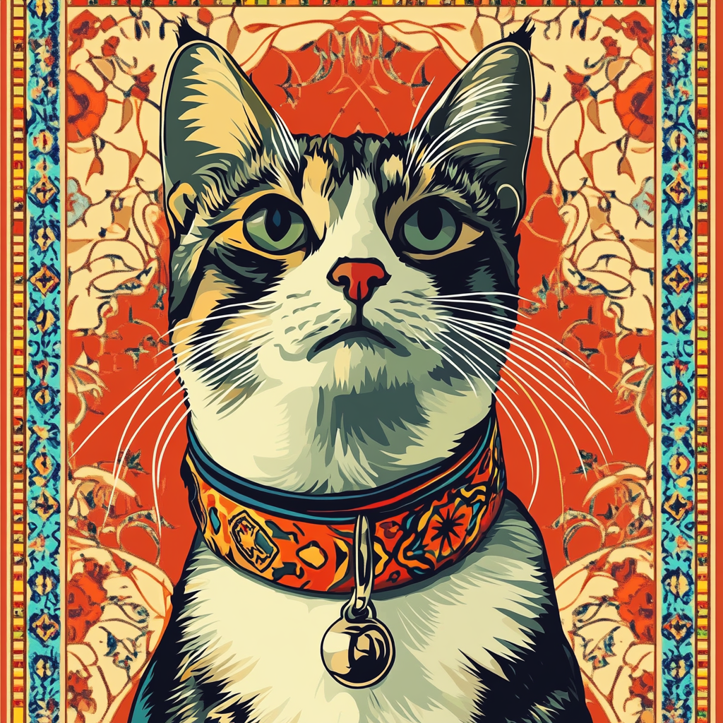 Elegant Moroccan Cat Collar Ad with Traditional Patterns