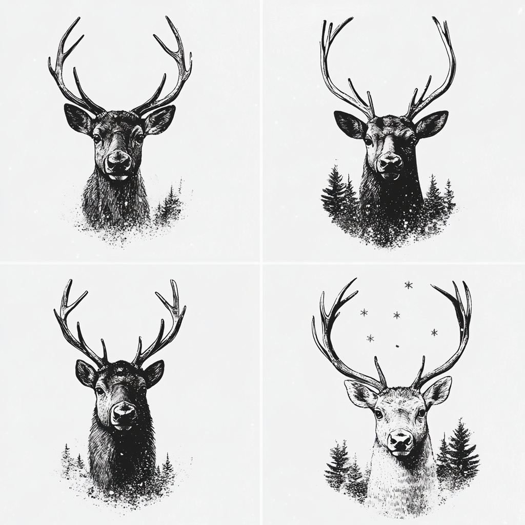 Elegant Reindeer Illustrations: Classic meets modern simplicity