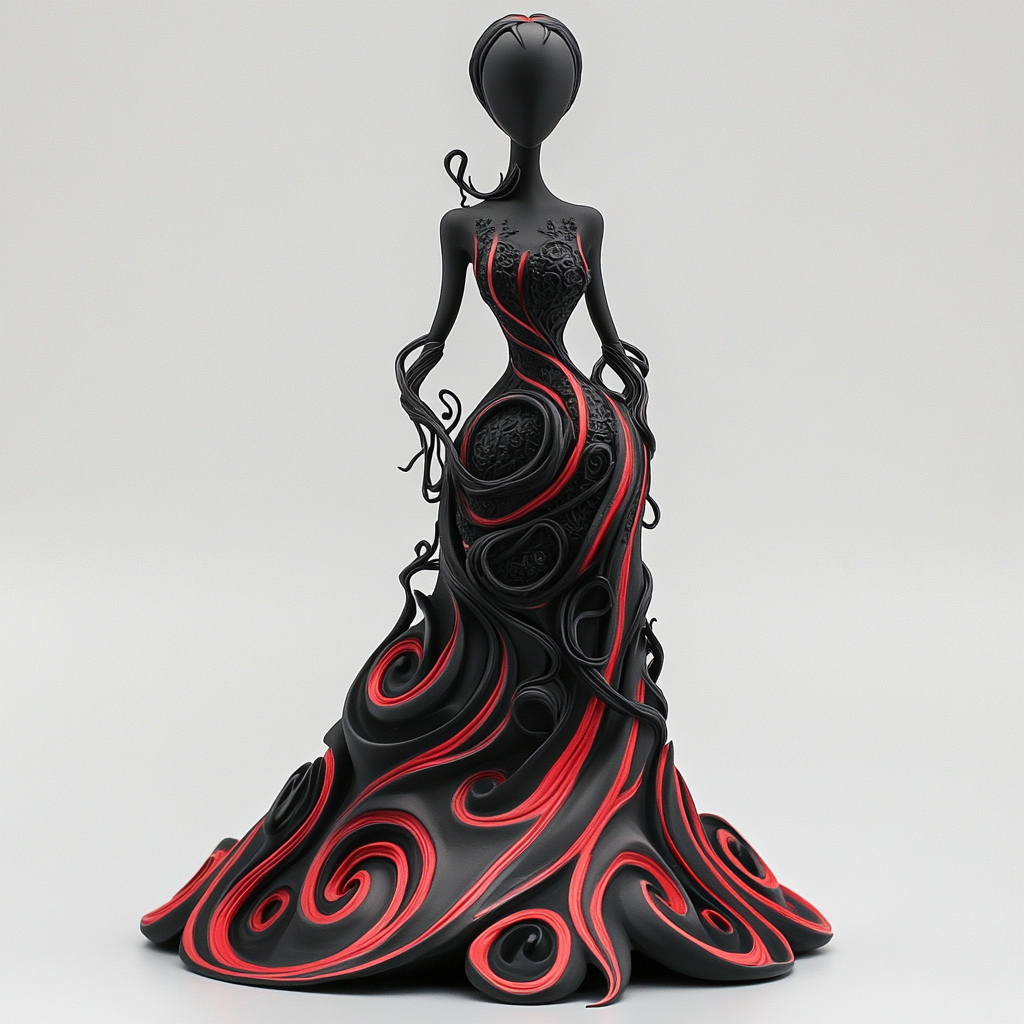 Elegant Swirling Soft Vinyl Figure Reflecting Gothic Beauty