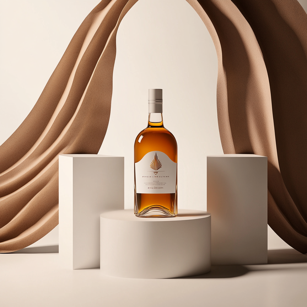 Elegant Tequila Bottle on Minimalist Pedestal Display