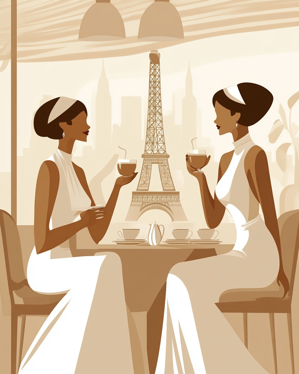 Elegant Women Tea Time in Paris