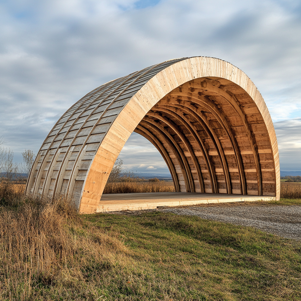 Elegant Wood Frame Farm with Ellipse Shape, Front View