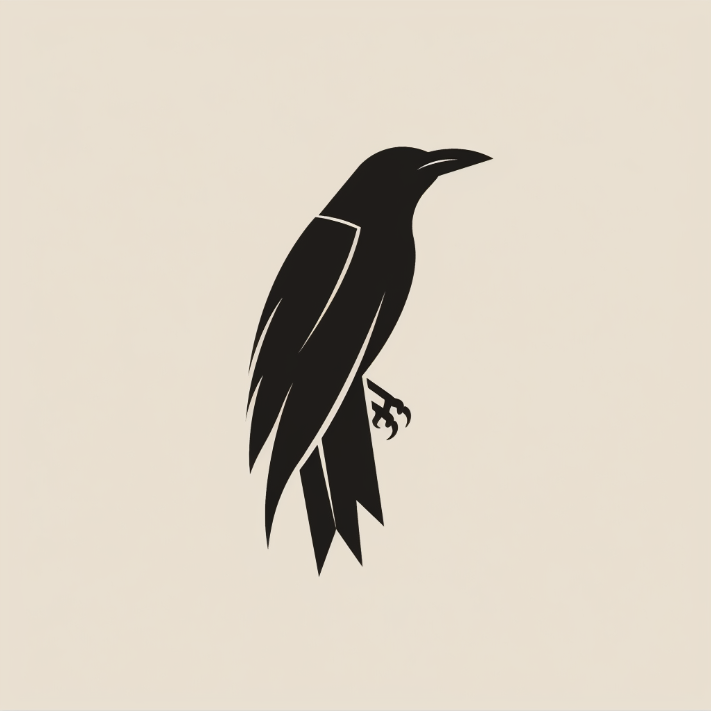 Elegant crow logo for indie publisher with sophisticated style.