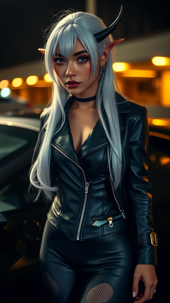 Elf Girl Near Lamborghini: Detailed, Realistic 8K Image