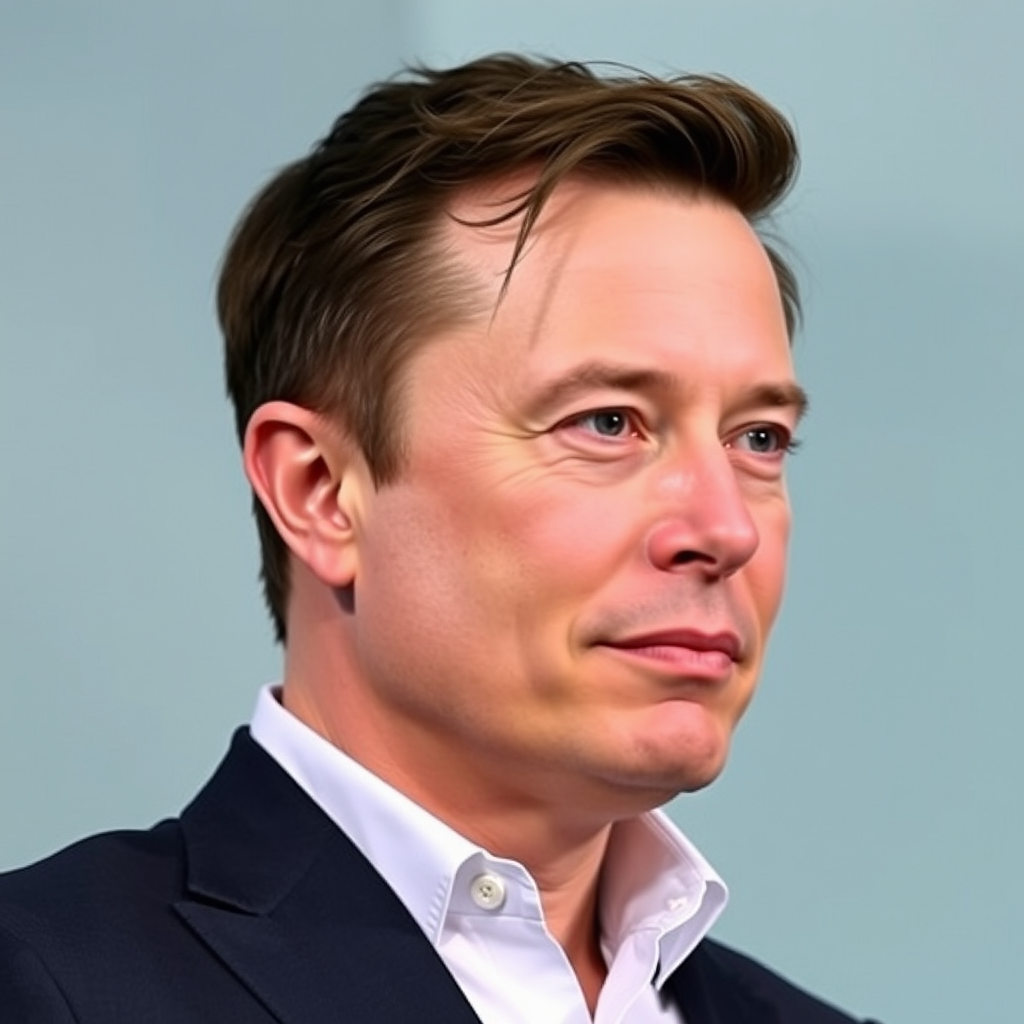 Elon Musk Glancing Sideways on Transparent Background