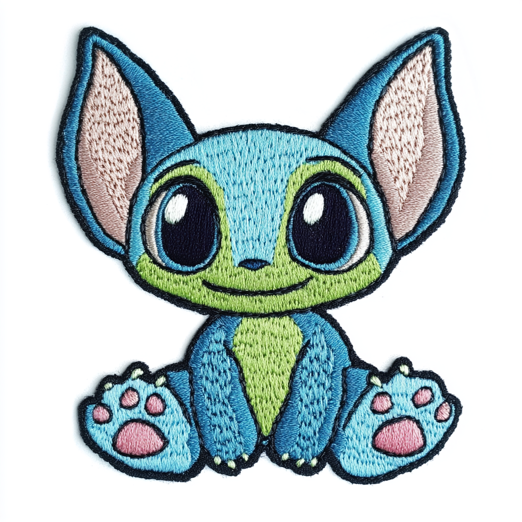 Embroidered patch of cute alien-inspired Disney character.