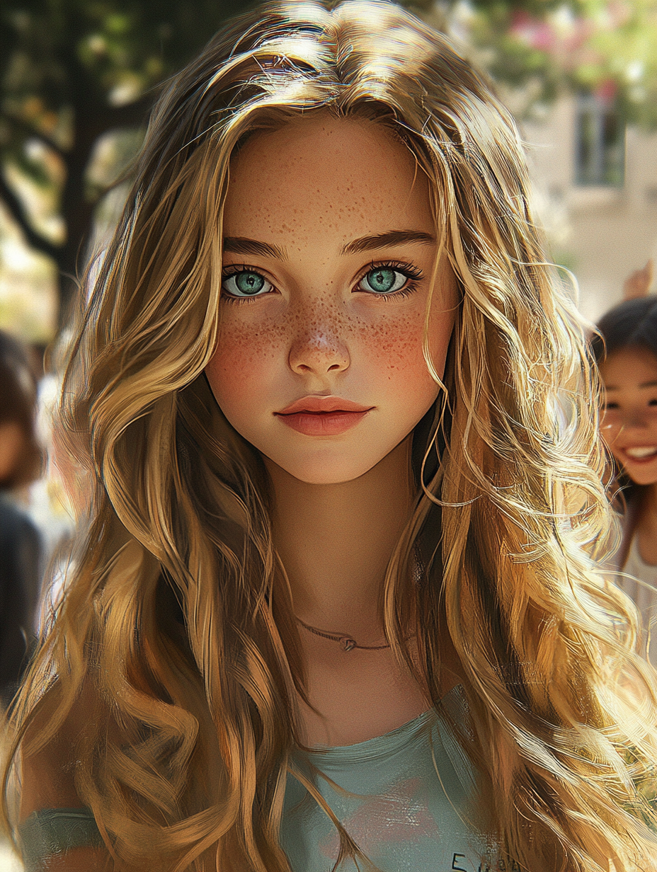 Emotional 12-Year-Old Girl with Heterochromia Painting