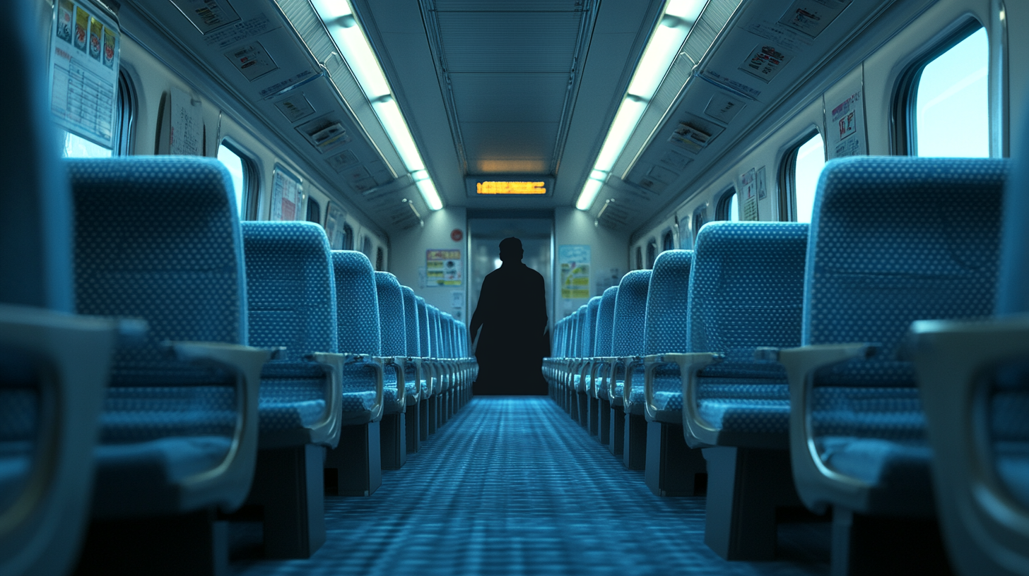 Empty Bullet Train Interior with Sinister Shadow