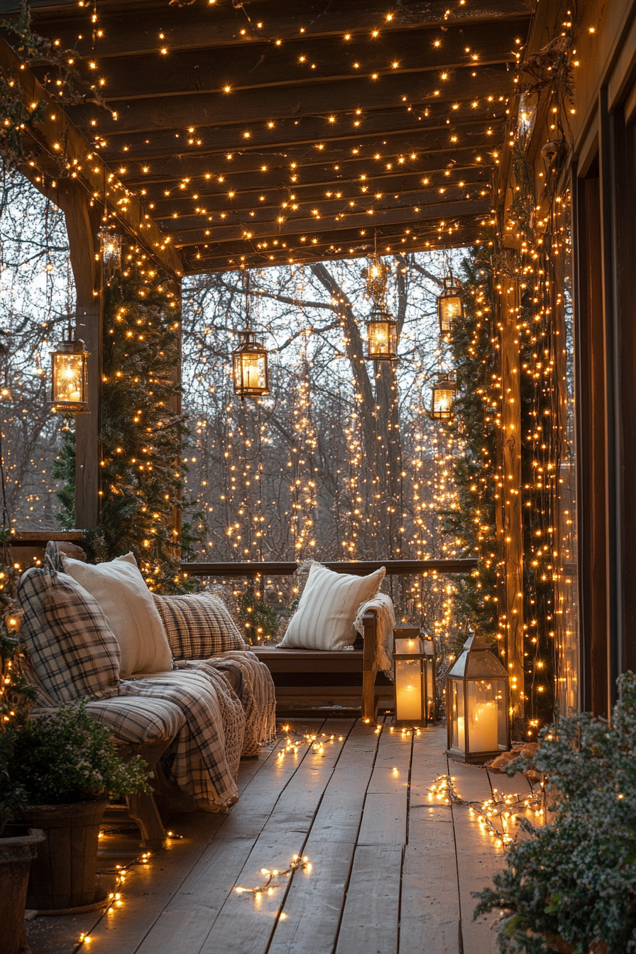 Enchanted Forest Christmas Porch with Magical Lights