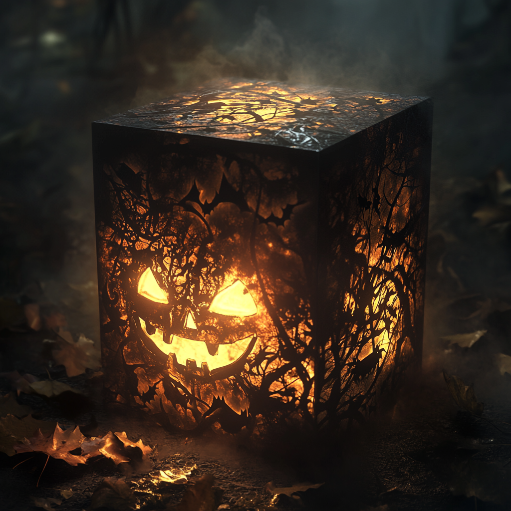 Enchanted Halloween Box Glowing in Spooky Night