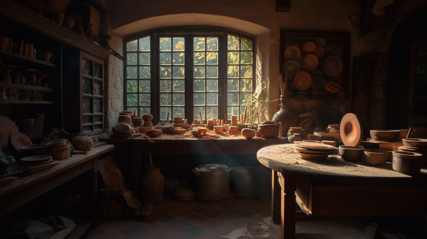 Enchanting Ghibli-Style Artisan Workshop Scene