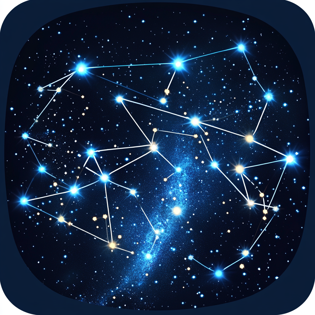 Enchanting app icon with playful constellation and stars.