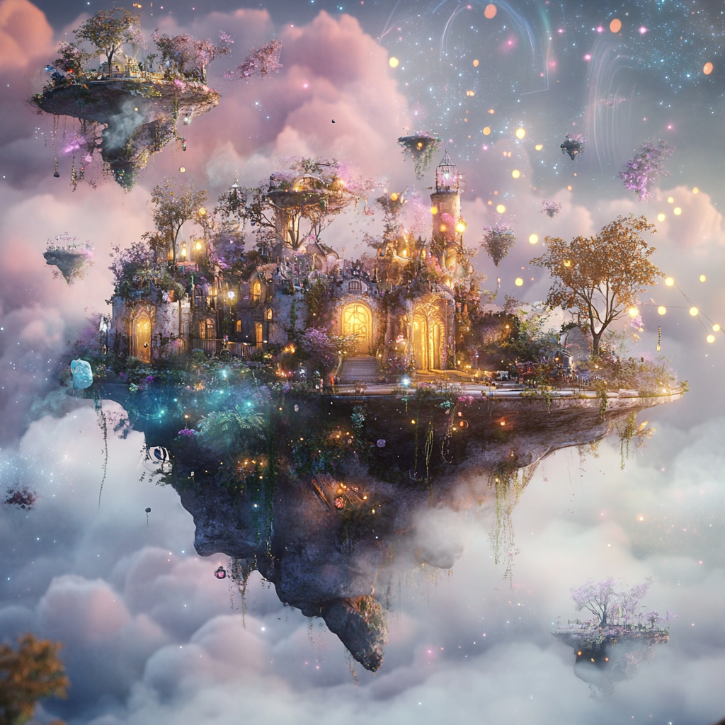 Enchanting scene with whimsical elements in dreamy setting.