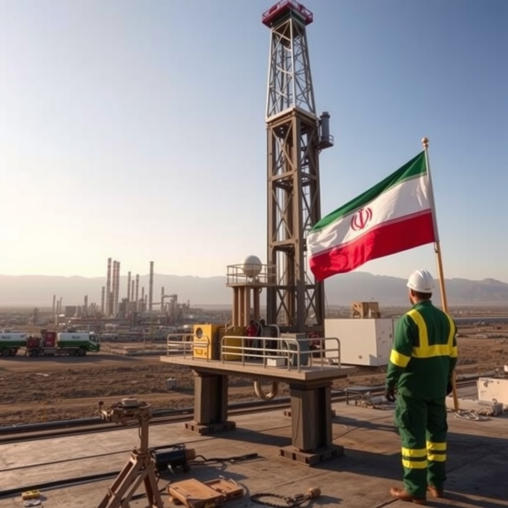 Engineers at Iranian oil rig and refinery