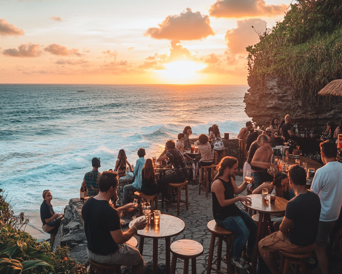 Enjoying Sunset Drinks at Bali Cliffside Bar