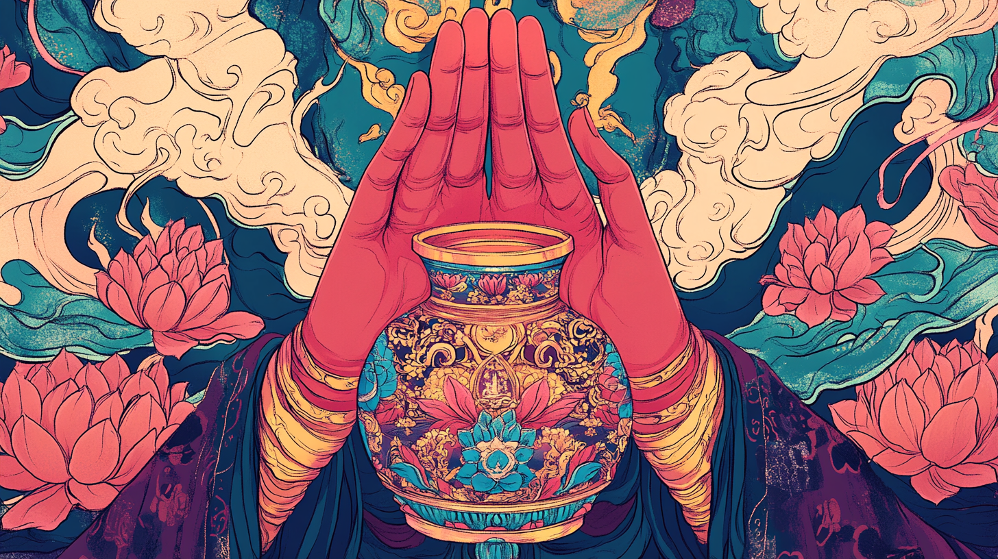 Enlarged Hand with Healing Vase in Buddhist Art