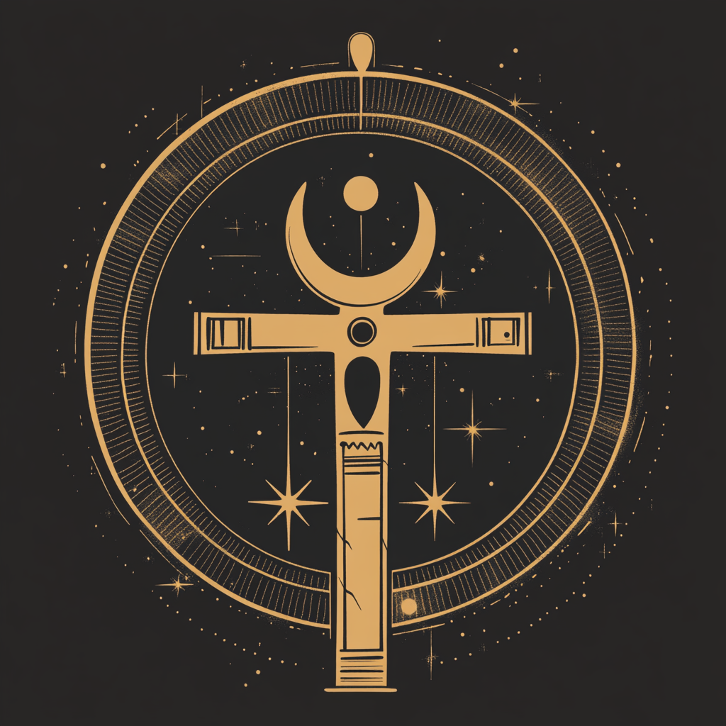 Entwined Egyptian Symbols in a Circle Logo