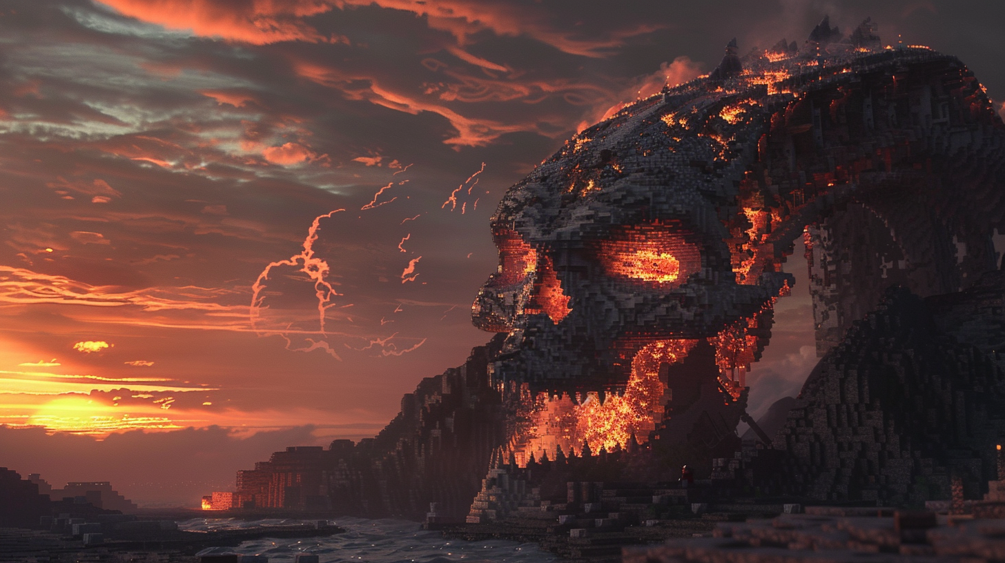 Epic Minecraft build of Balerion's skull in House of the Dragon