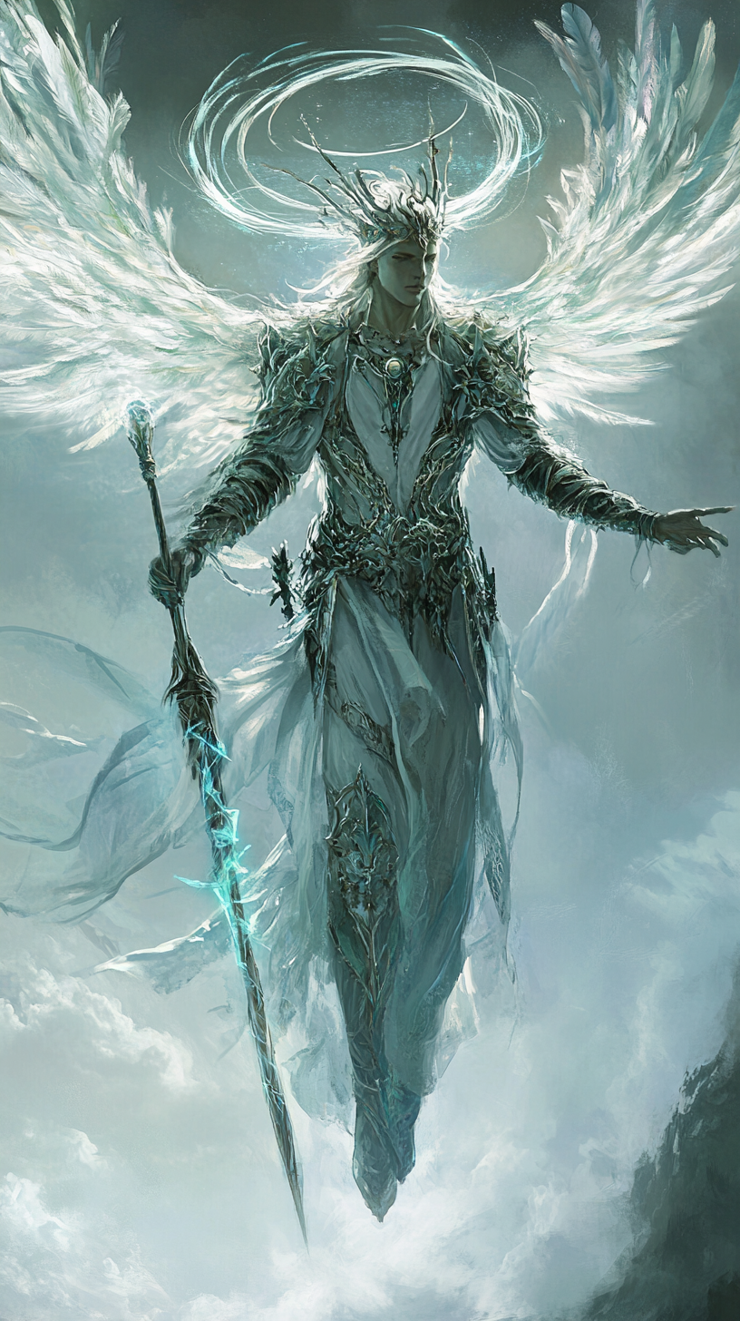 Ethereal King of Air with shimmering armor.