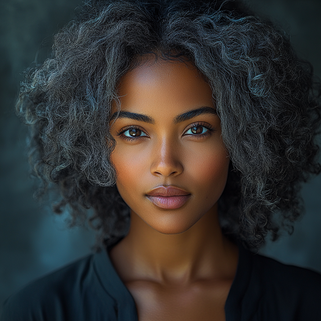 Ethnic fusion beauty, unique features, stunning portrait photo.