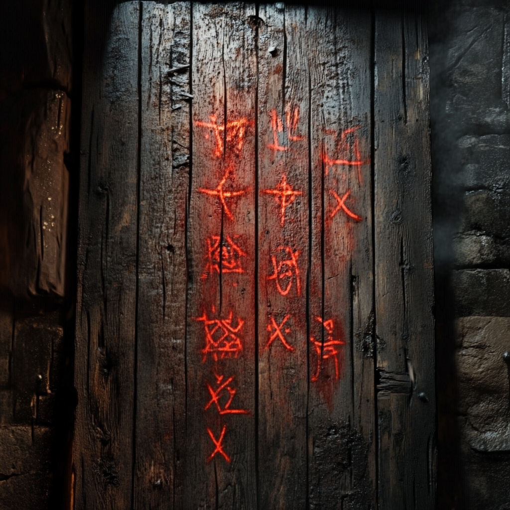 Evil Witch's Warning on Fiery Door