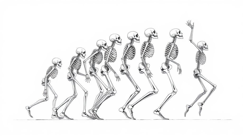 Evolution chart with falling skeletons lifted up.