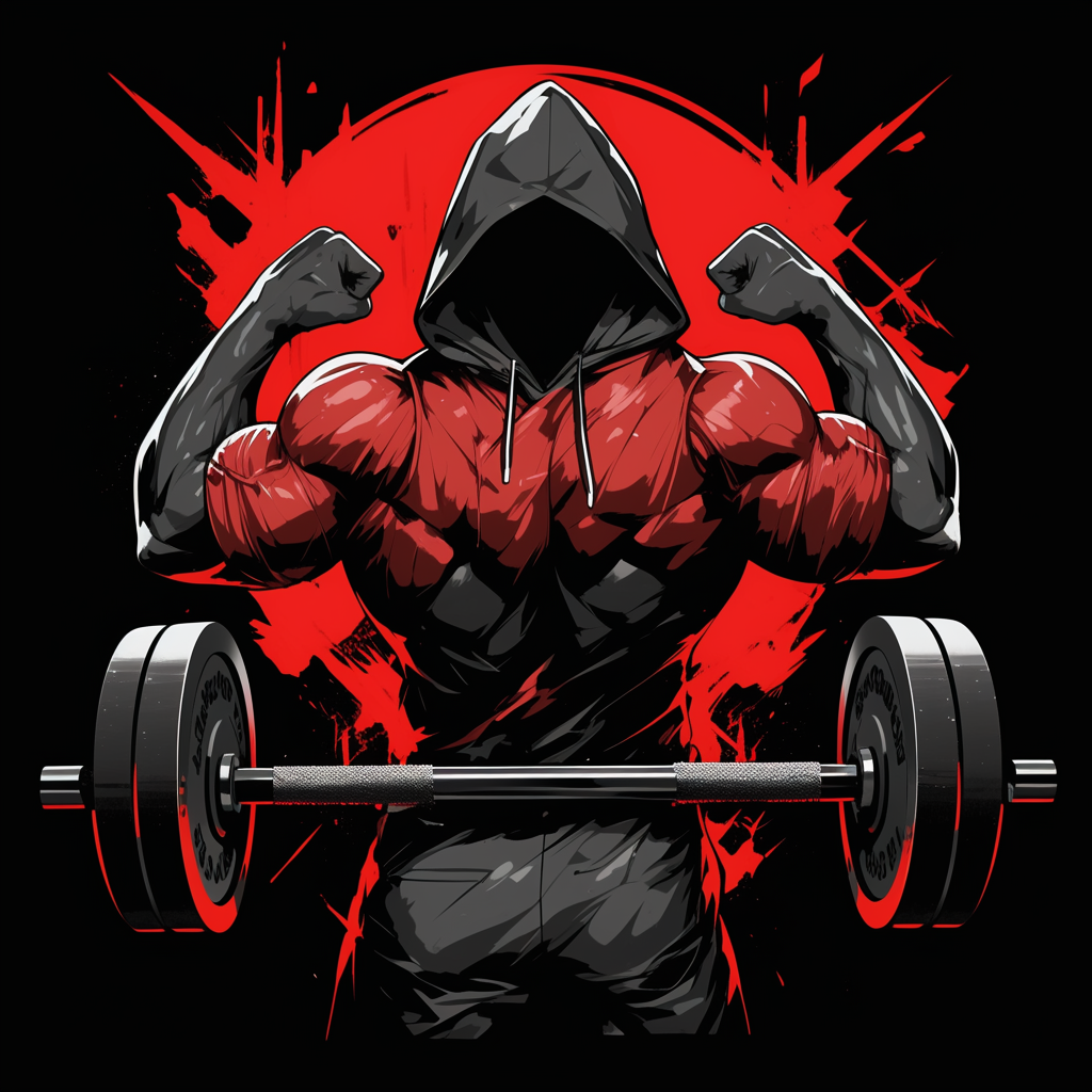 Evolution: Edgy Bodybuilding Coach Logo in Black, Red