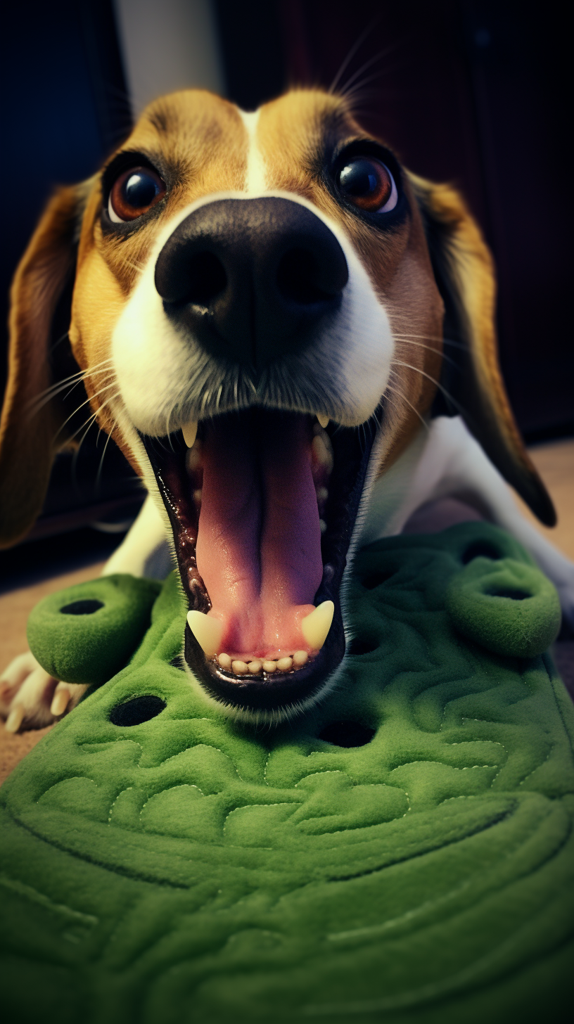 Excited Beagle with black ears and tongue out, high resolution.