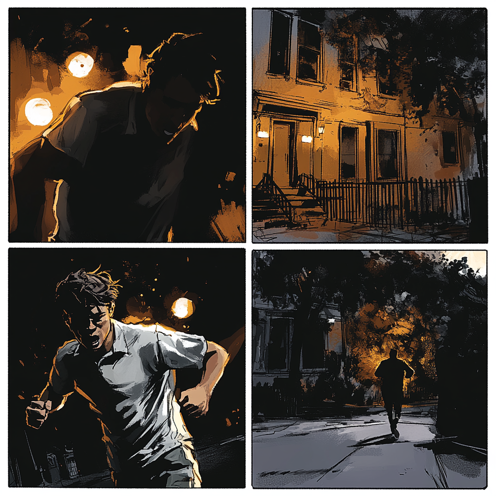 Exciting comic of Chris Mosier running with intensity.