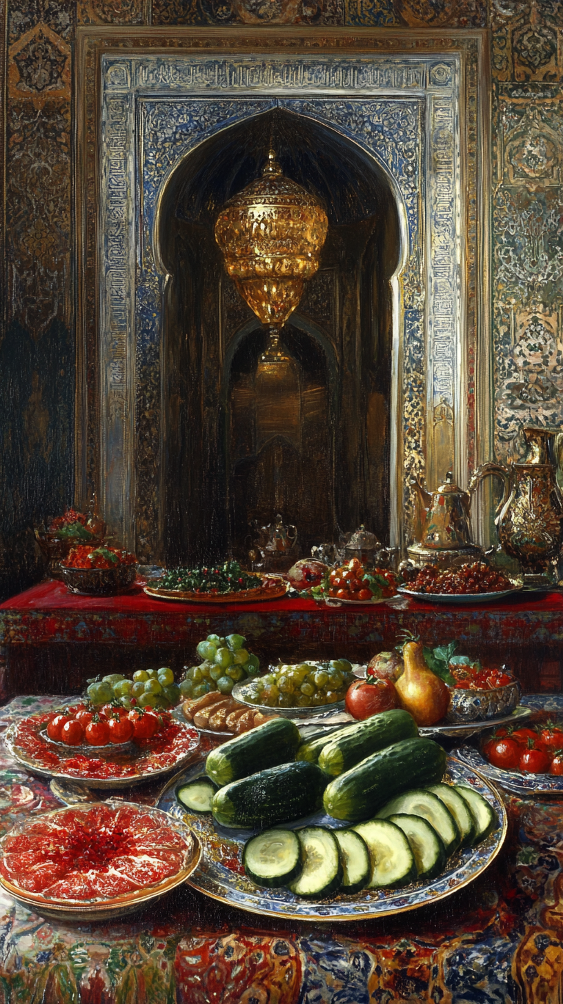 Exotic Fruits and Vegetables Display in Ottoman Palace