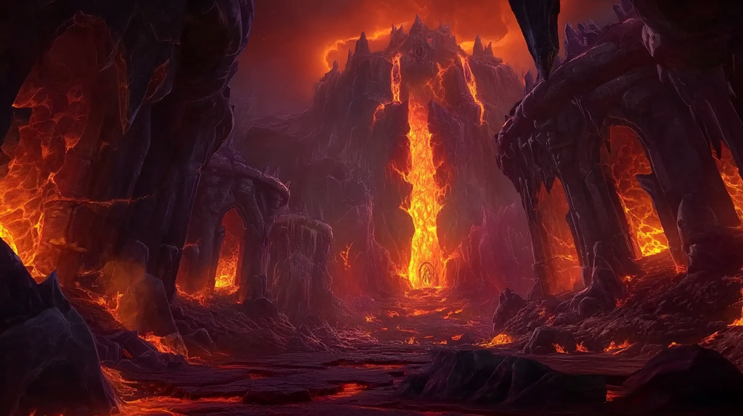 Exploring caves in Molten Core game world.