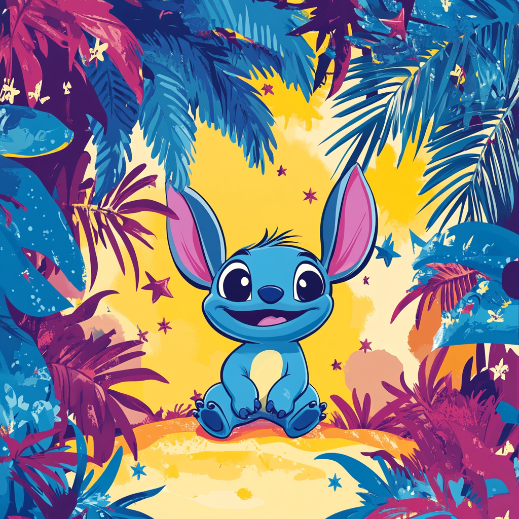 Eye-catching advertising background with Lilo & Stitch theme.