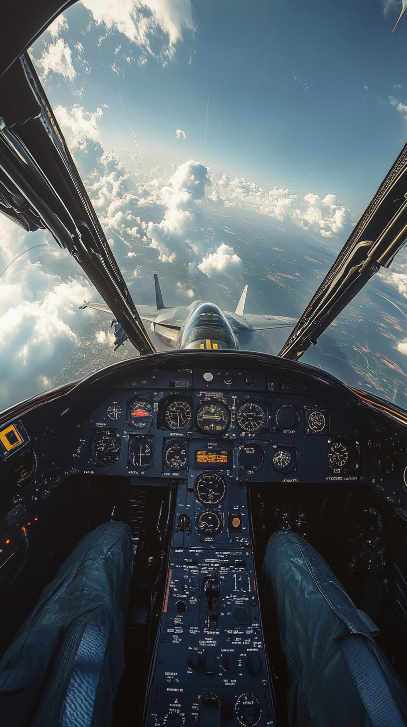 F-15 Eagle cockpit, pilot scanning skies, confusion, urgency.