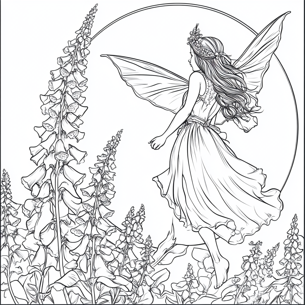 Fairy Foxglove Flower Coloring Page for Kids 