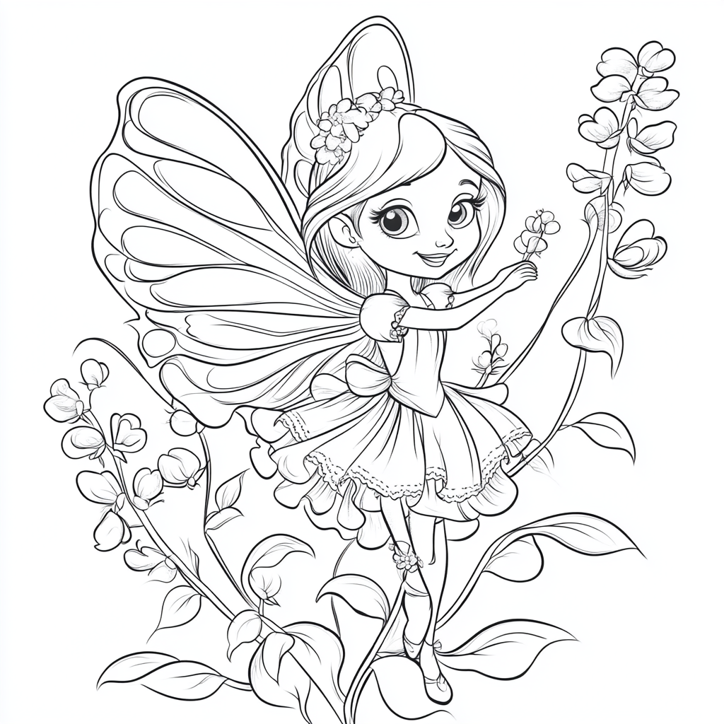 Fairy of Morning Sweet Pea Coloring Page