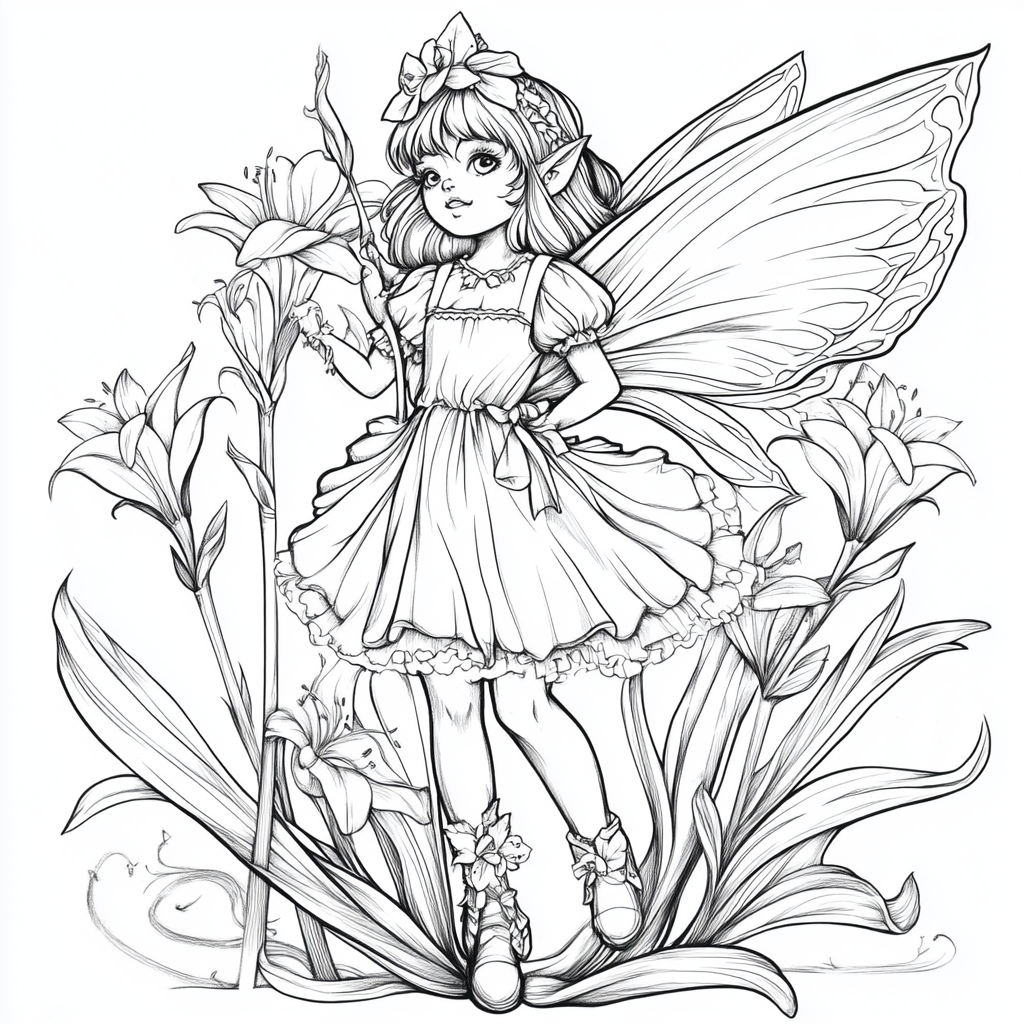 Fairy of the Amaryllis Flower Coloring Page