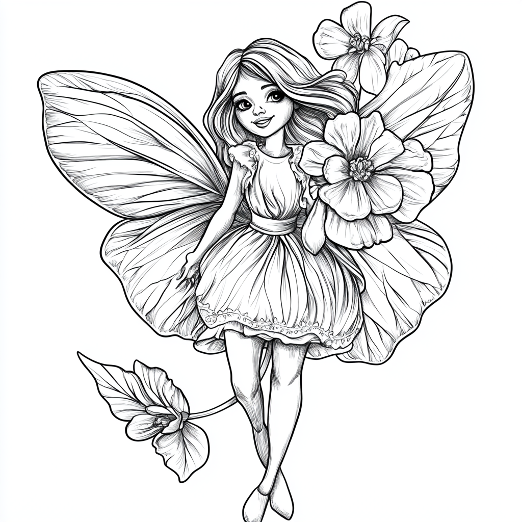 Fairy of the Pansy Flower Coloring Page