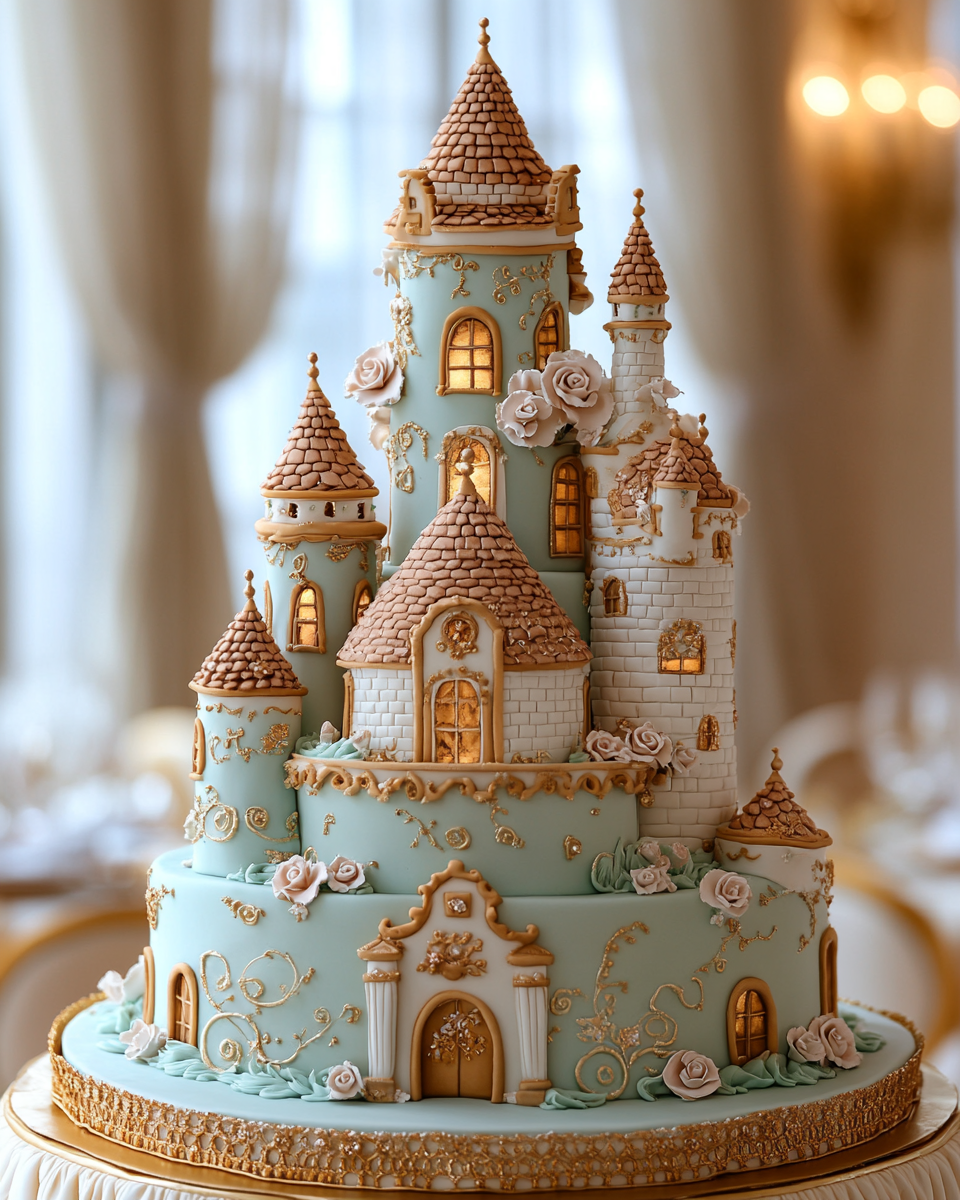 Fairytale Tower Wedding Cake with Fancy Details