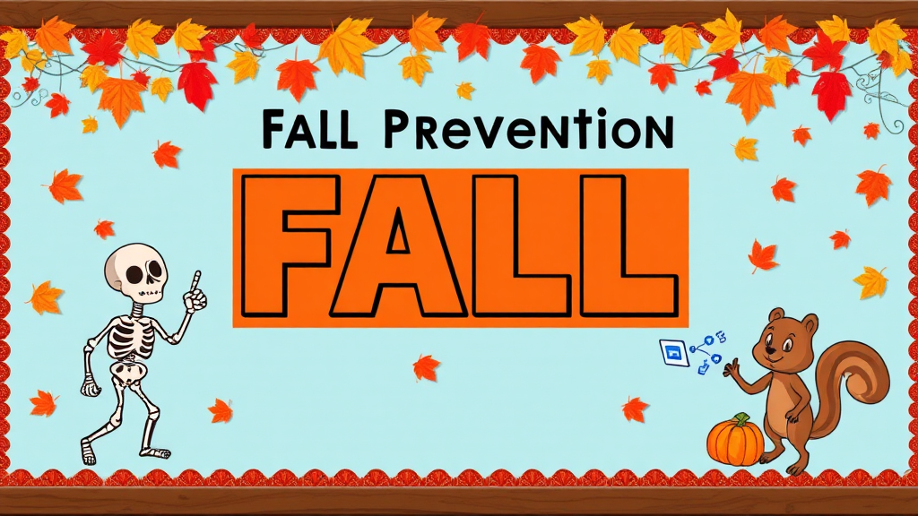 Fall Safety Bulletin Board with Autumn Technology Theme